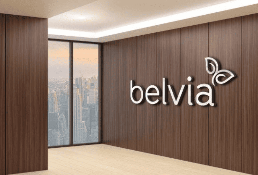 Modern office with belvia branding